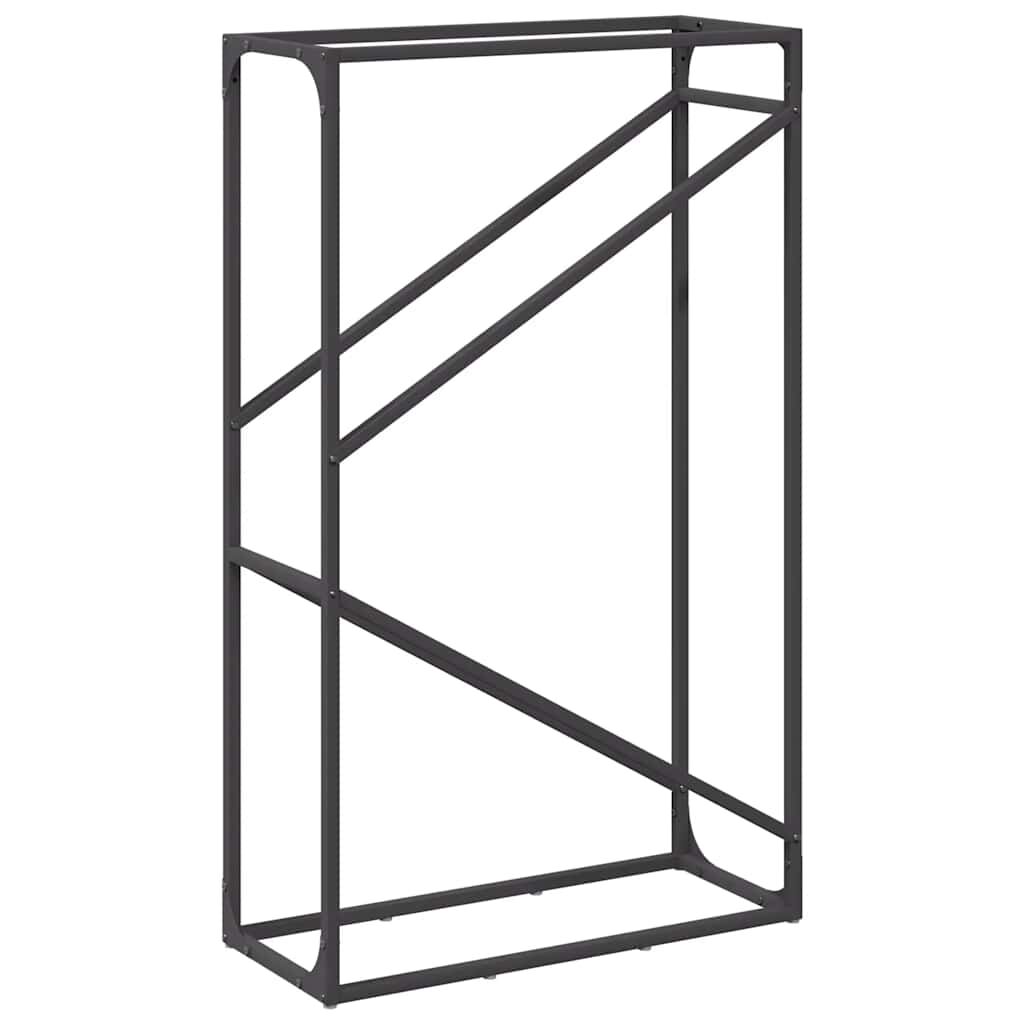 vidaXL Ράφι για καυσόξυλα Μαύρο 60x25x100 εκ. Ατσάλι ψυχρής έλασης