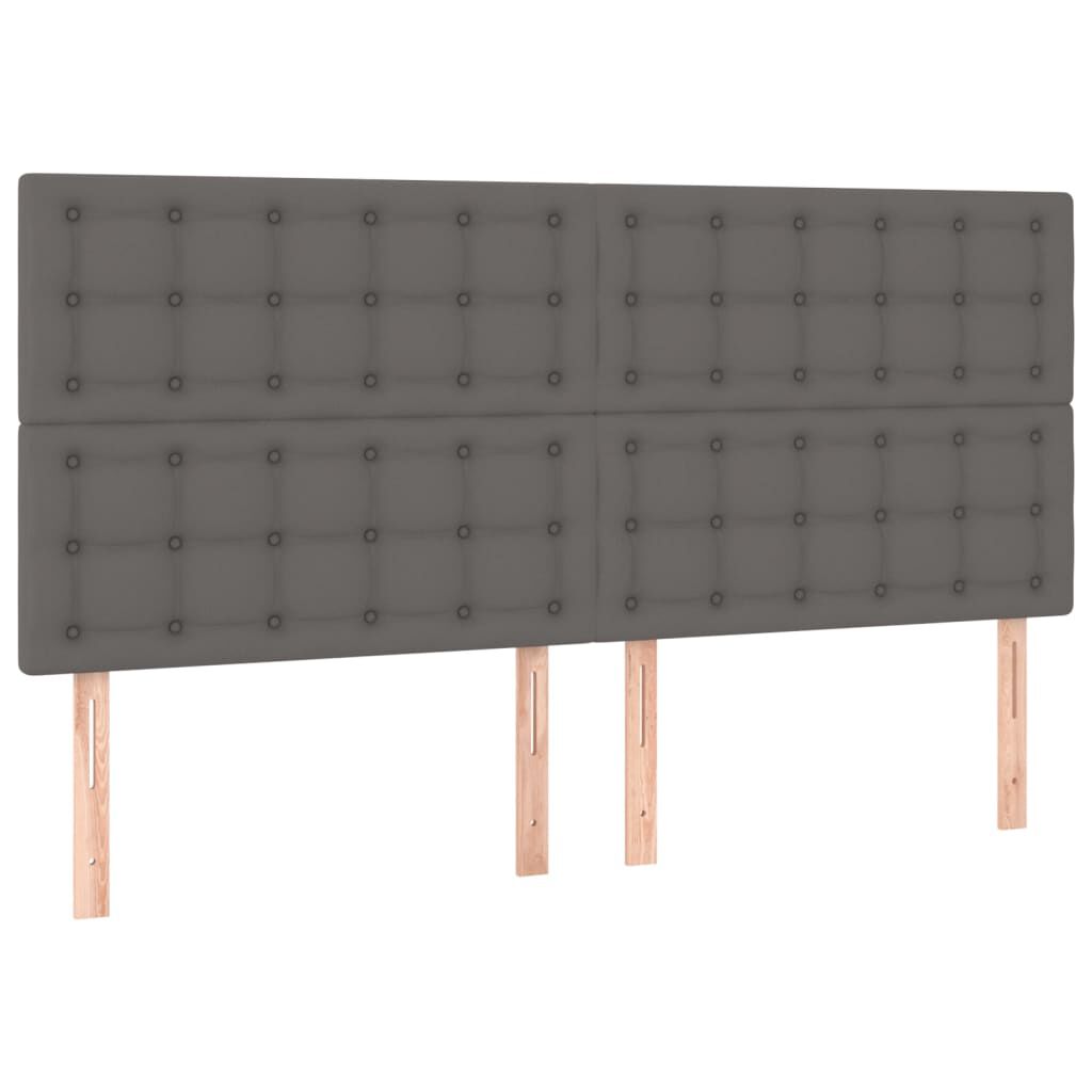 vidaXL Κρεβάτι Boxspring με Στρώμα Γκρι 180x200 εκ. Συνθετικό Δέρμα