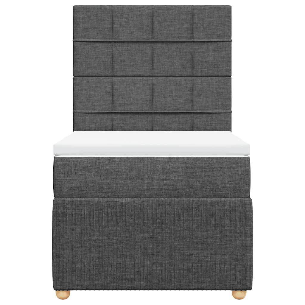 vidaXL Κρεβάτι Boxspring με Στρώμα Σκούρο Γκρι 90x200 εκ. Υφασμάτινο