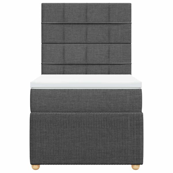 vidaXL Κρεβάτι Boxspring με Στρώμα Σκούρο Γκρι 90x200 εκ. Υφασμάτινο