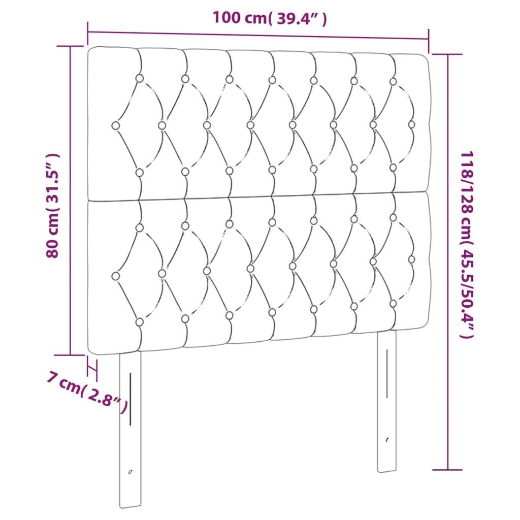 vidaXL Κεφαλάρι Κρεβατιού LED Taupe 100x7x118/128 εκ. Υφασμάτινο