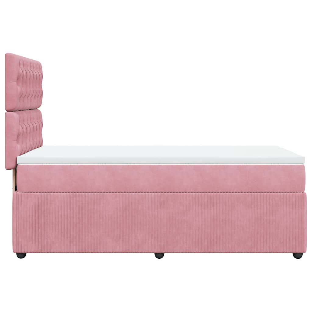 vidaXL Κρεβάτι Boxspring με Στρώμα Ροζ 100x200 εκ. Βελούδινο