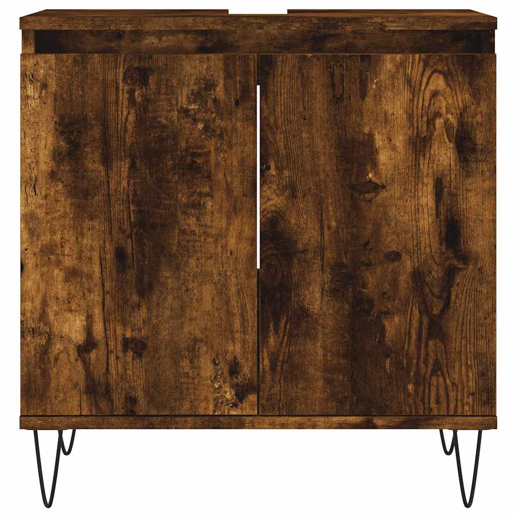 vidaXL Ντουλάπι Μπάνιου Καπνιστή Δρυς 58 x 33 x 60 εκ. Επεξεργ. Ξύλο