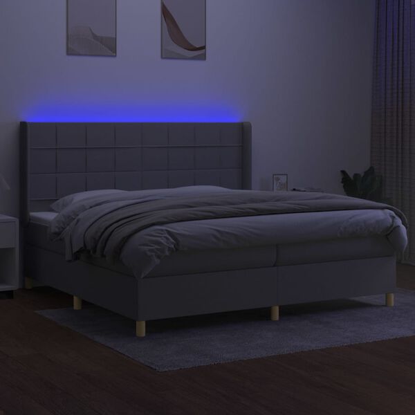 vidaXL &Kappa;&rho;&epsilon;&beta;ά&tau;&iota; Boxspring &mu;&epsilon; &Sigma;&tau;&rho;ώ&mu;&alpha; & LED &Alpha;&nu;.&Gamma;&kappa;&rho;&iota; 200x200&epsilon;&kappa;. &Upsilon;&phi;&alpha;&sigma;&mu;ά&tau;&iota;&nu;&omicron;