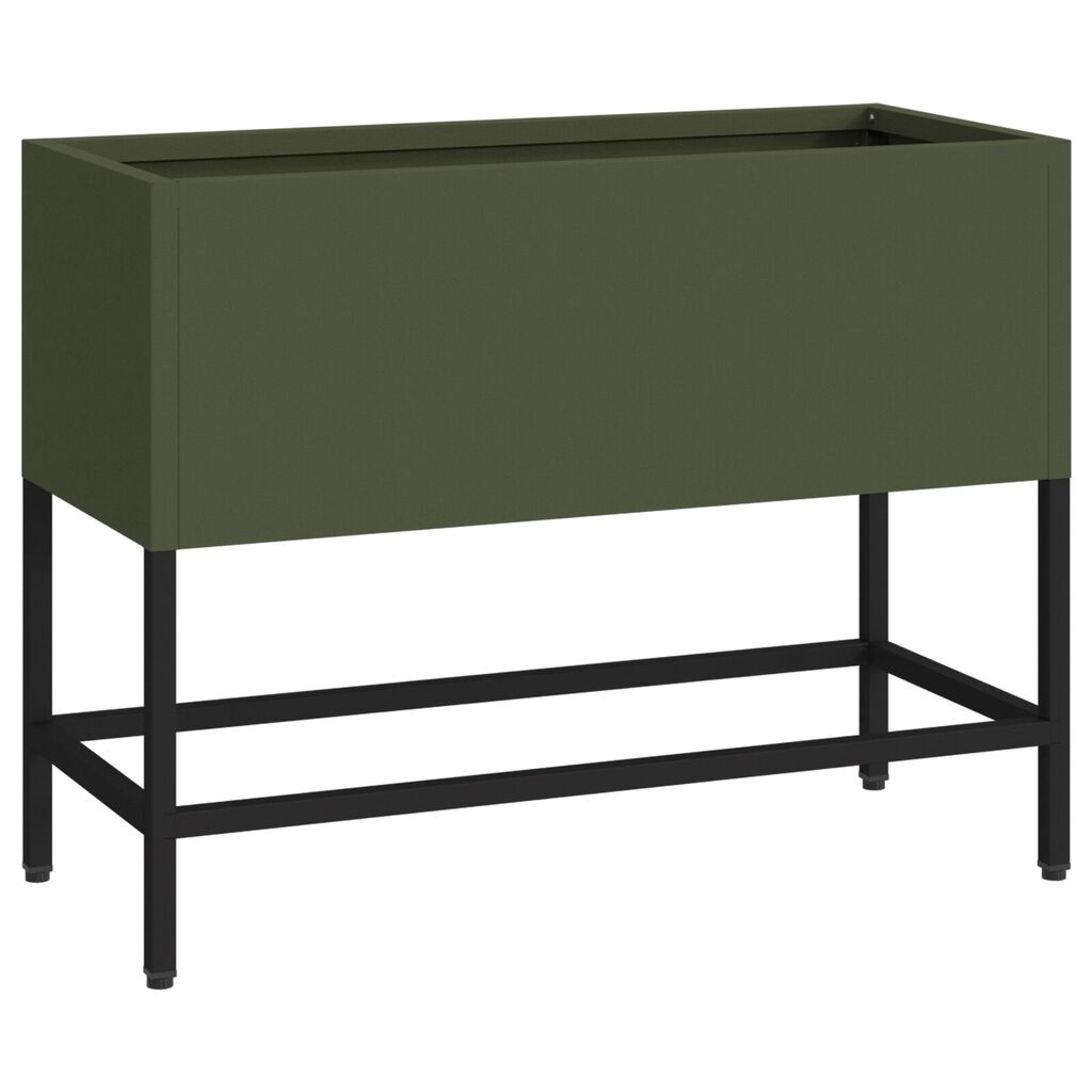 vidaXL Υψωμένος Κηπευτικός Κάδος 60x26x45 εκ. Ελιά Πράσινο Χάλυβα