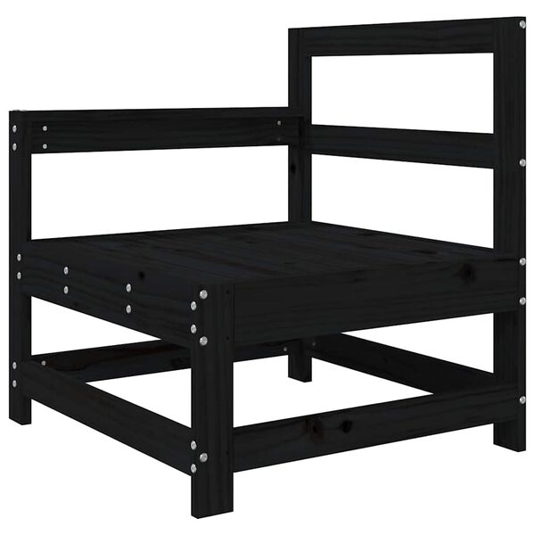 vidaXL Καρέκλα Κήπου Μαύρη από Μασίφ Ξύλο Πεύκου με Μαξιλάρια