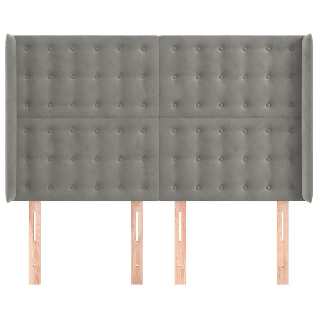vidaXL Κεφαλάρι με Πτερύγια Ανοιχτό Γκρι 147x16x118/128 εκ. Βελούδινο