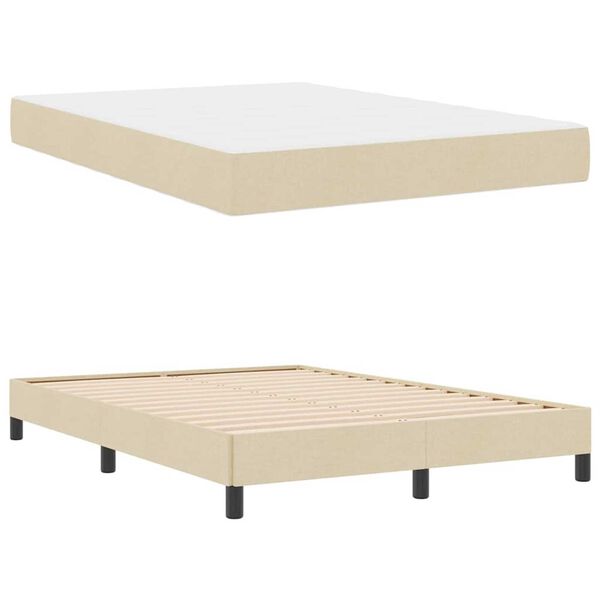 vidaXL Κρεβάτι με ελατήρια με στρώμα Κρεμ 160 x 200 cm ύφασμα