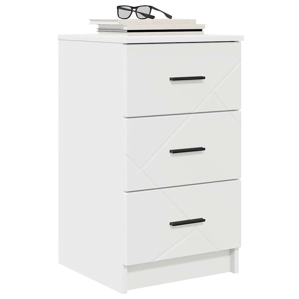 vidaXL Κομοδίνο με συρτάρι Λευκό 38 x 38 x 66 εκ Επεξεργασμένο ξύλο