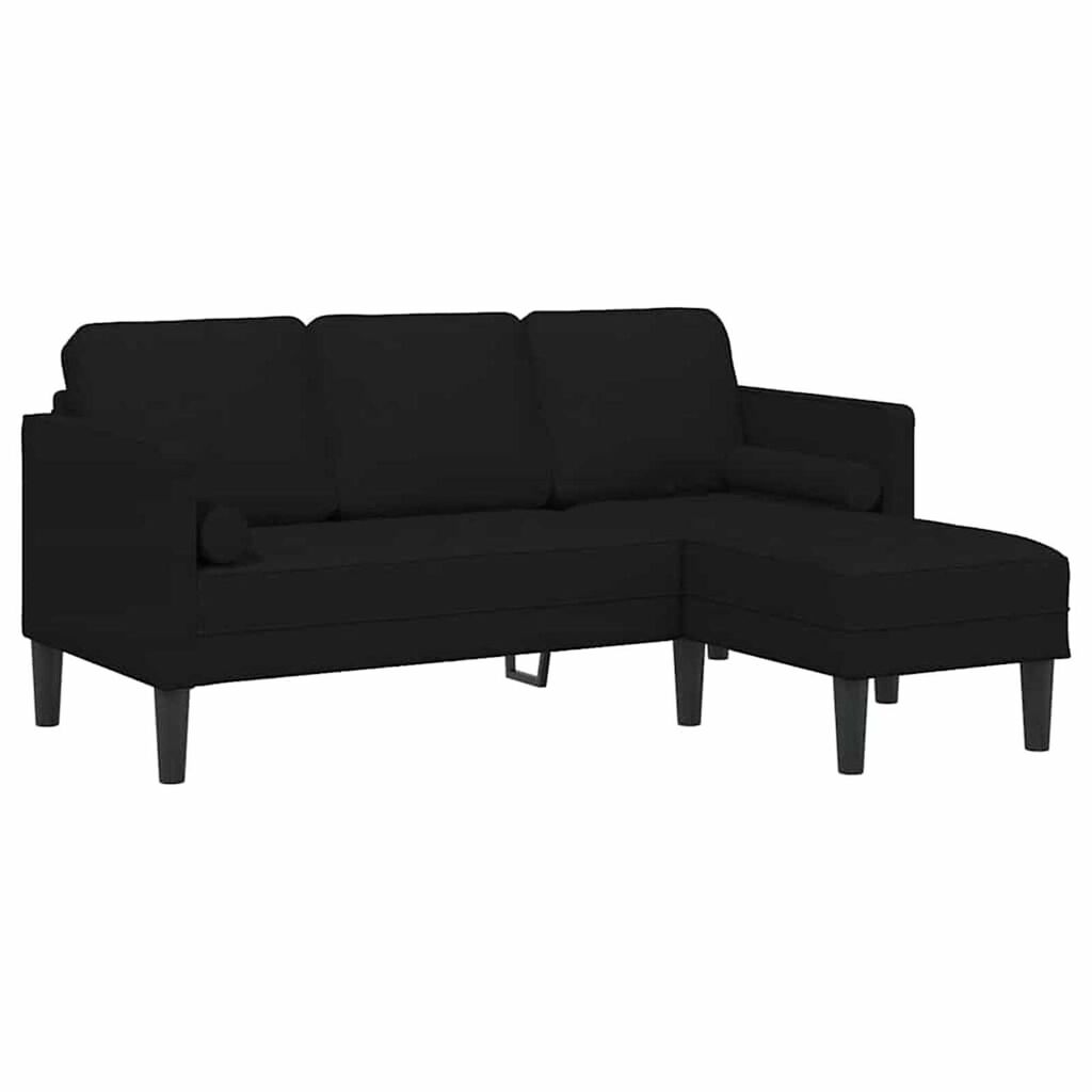 vidaXL Σετ Καναπέ Μαύρο 173 x 131 x 67 εκ ύφασμα
