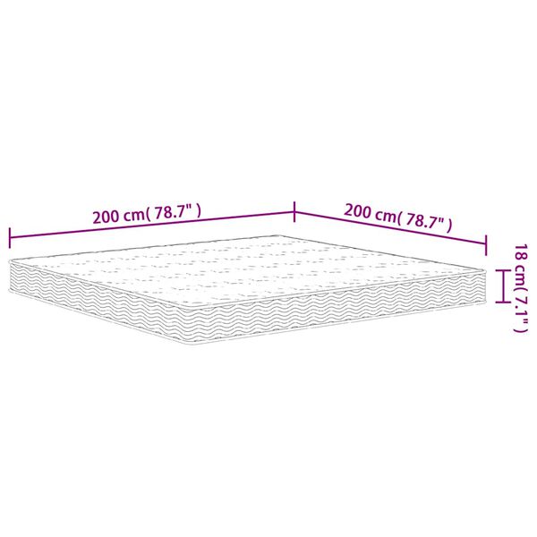 vidaXL Στρώμα με Bonnell Springs Μεσαία Σκληρ. 200x200εκ. King Size