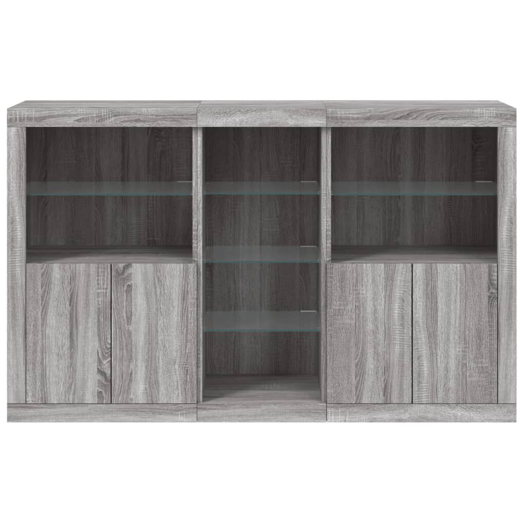 vidaXL Μπουφές με Φώτα LED Γκρι Sonoma 162 x 37 x 100 εκ.