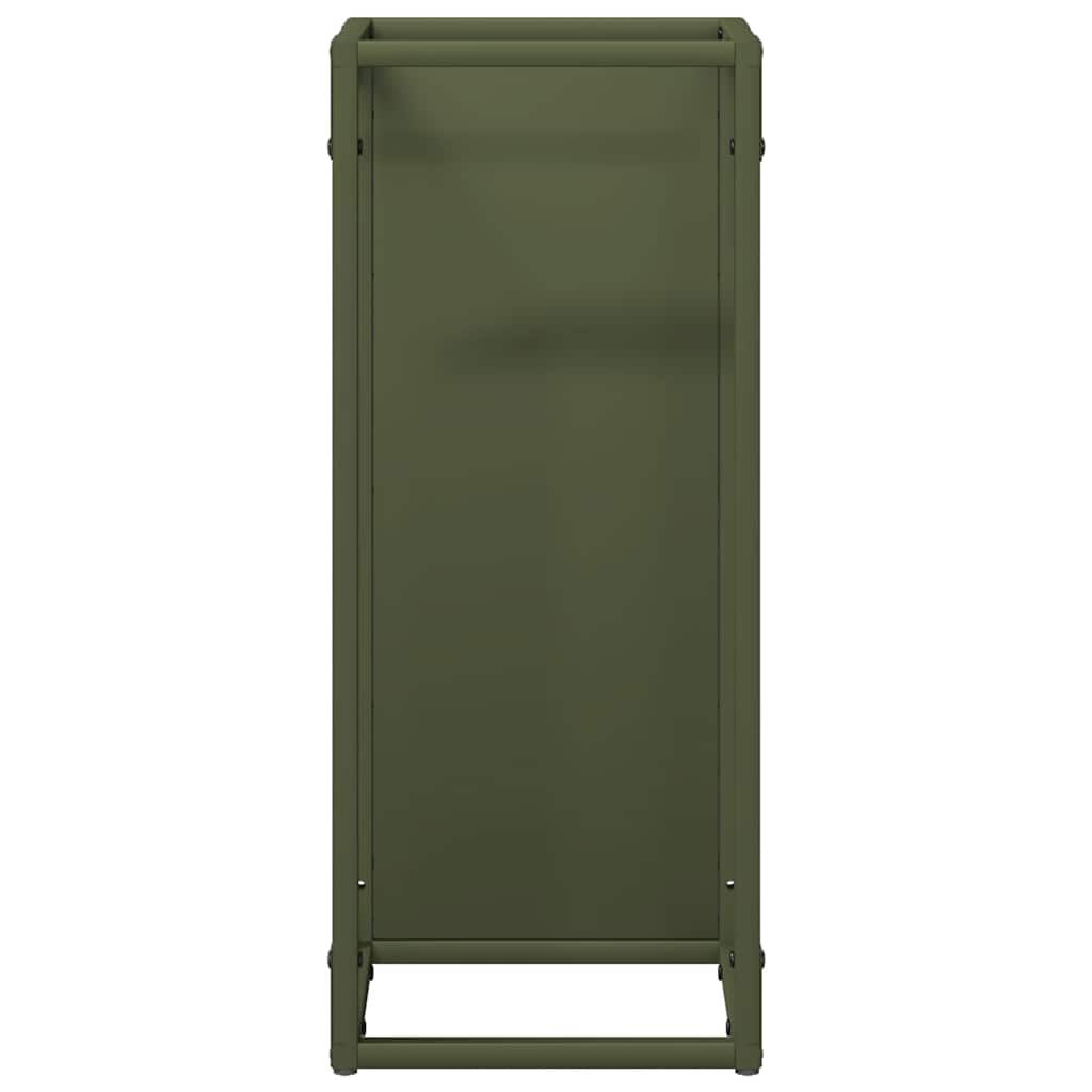 vidaXL Ράφι για καυσόξυλα Ελαιοπράσινο 25x25x60cm Ατσάλι ψυχρής έλασης