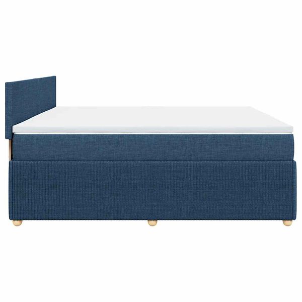 vidaXL Κρεβάτι Boxspring με Στρώμα Μπλε 200x200 εκ. Υφασμάτινο