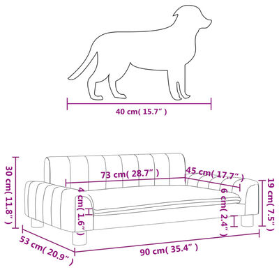 vidaXL Κρεβάτι Σκύλου Μαύρο 90 x 53 x 30 εκ. από Συνθετικό Δέρμα