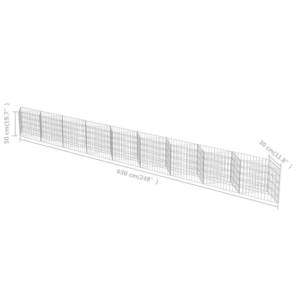 vidaXL Συρματοκιβώτιο Τοίχος 630x30x50 εκ. από Γαλβανισμένο Χάλυβα