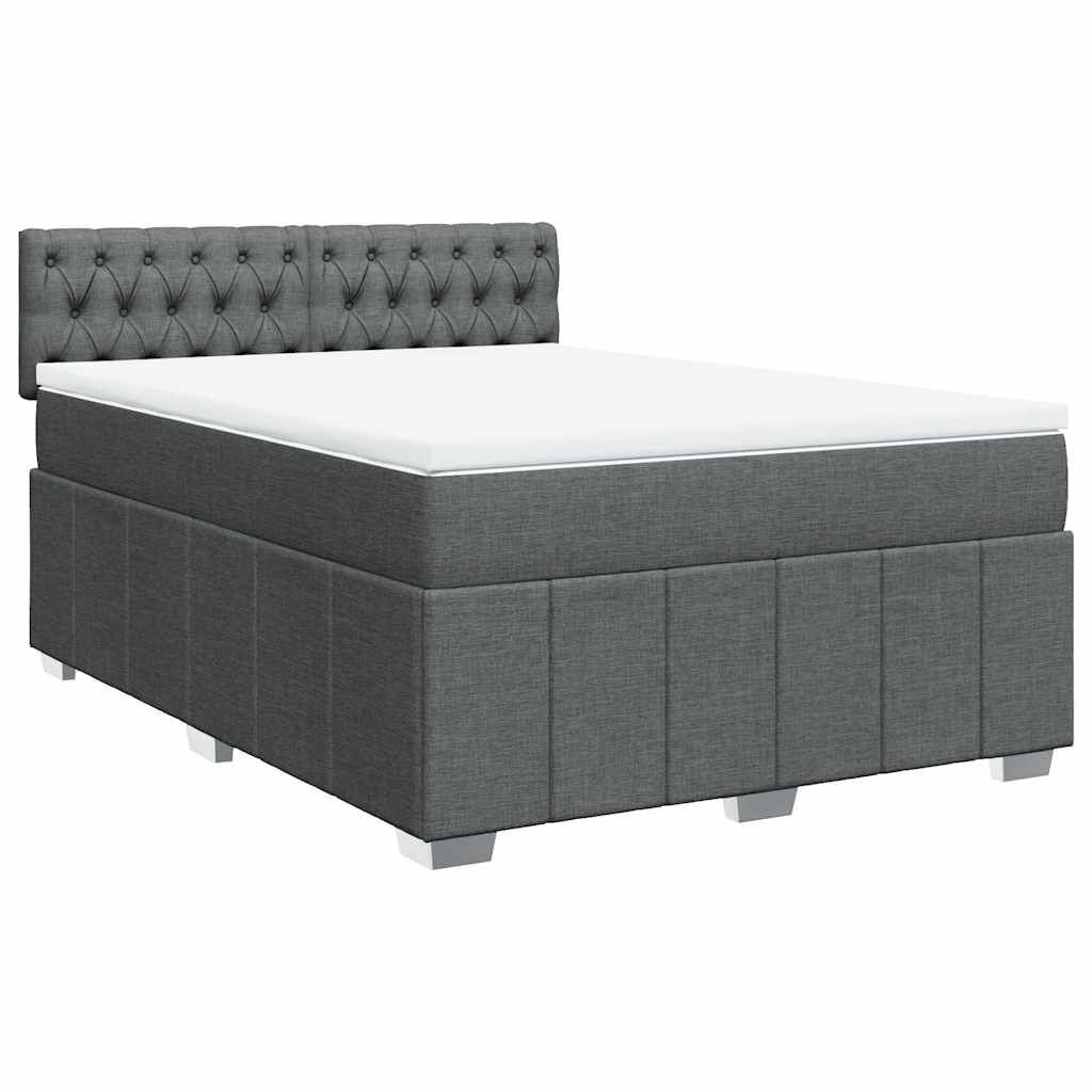 vidaXL Κρεβάτι Boxspring με Στρώμα Σκούρο Γκρι 140x200 εκ Υφασμάτινο