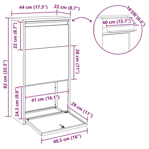 vidaXL Γραμματοκιβώτιο Πακέτων 44x22x82 εκ. Γαλβανισμένος Χάλυβας