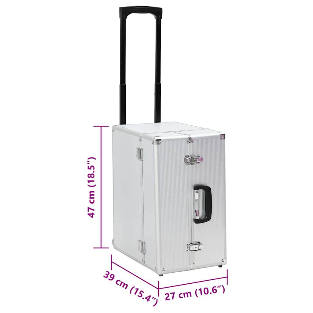vidaXL Βαλίτσα Τρόλεϊ Επαγγελματική Ασημί 47 x 39 x 27 εκ. Αλουμινίου