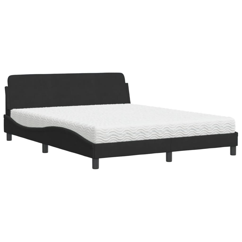 vidaXL Κρεβάτι με Στρώμα Μαύρο 160x200 εκ. Βελούδινο