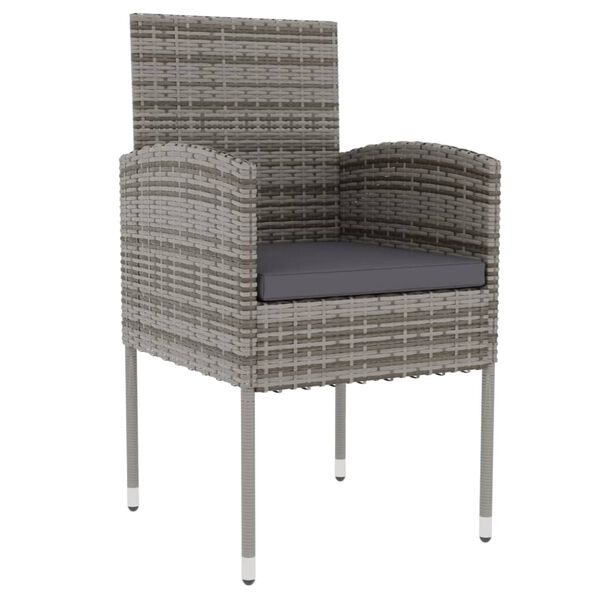 vidaXL Σετ Τραπεζαρίας Κήπου 3 Τεμαχίων Ανθρακί από Συνθετικό Ρατάν