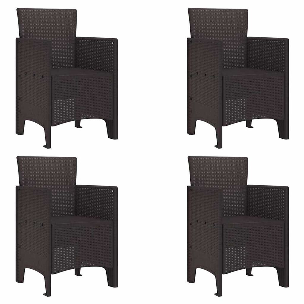 vidaXL Καρέκλα Κήπου 4 pcs Καφέ 53 x 49 x 85 εκ. PP