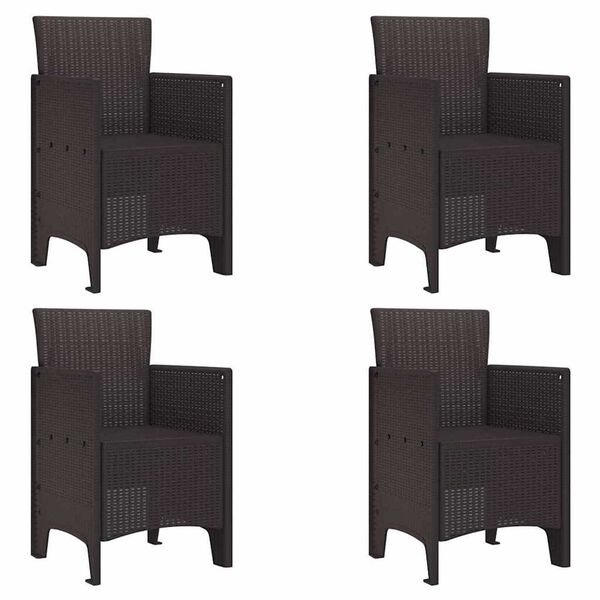 vidaXL Καρέκλα Κήπου 4 pcs Καφέ 53 x 49 x 85 εκ. PP