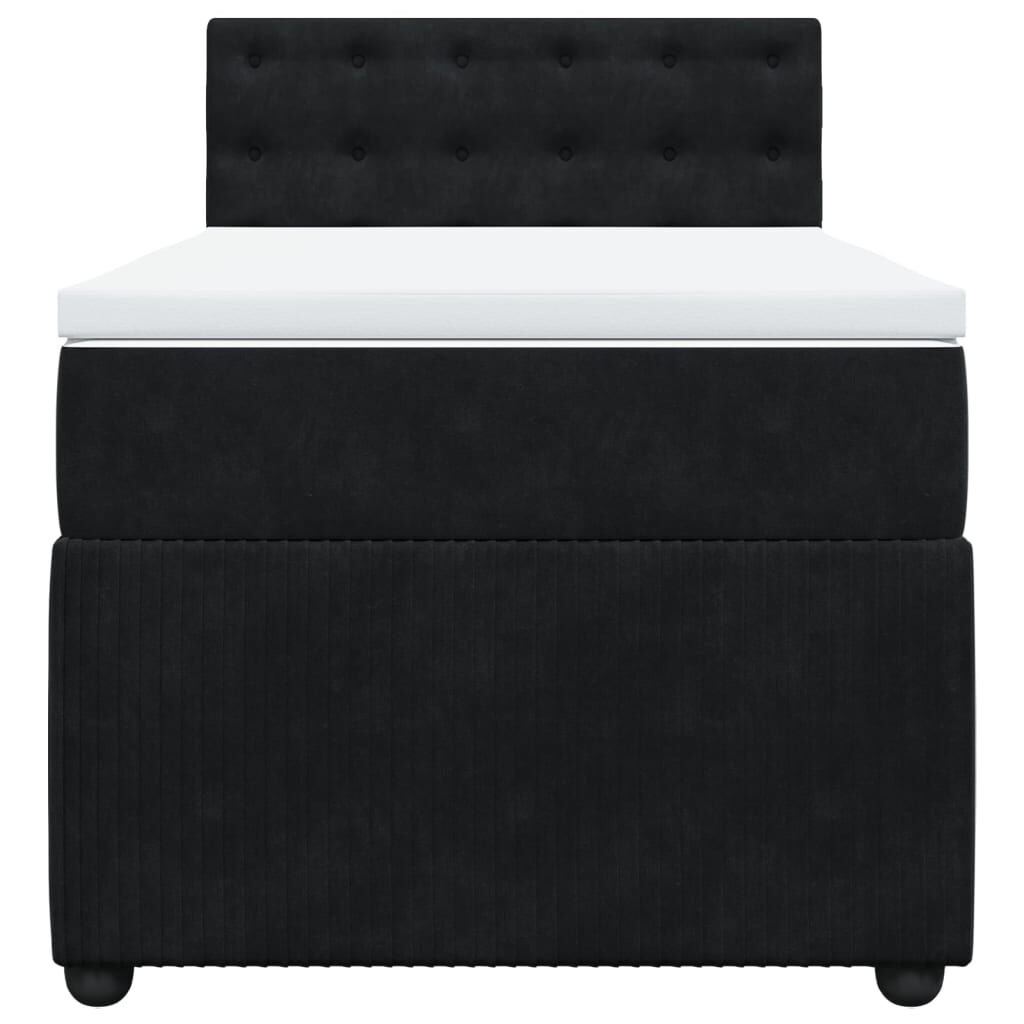 vidaXL Κρεβάτι Boxspring με Στρώμα Μαύρο 80 x 200 εκ. Βελούδινο