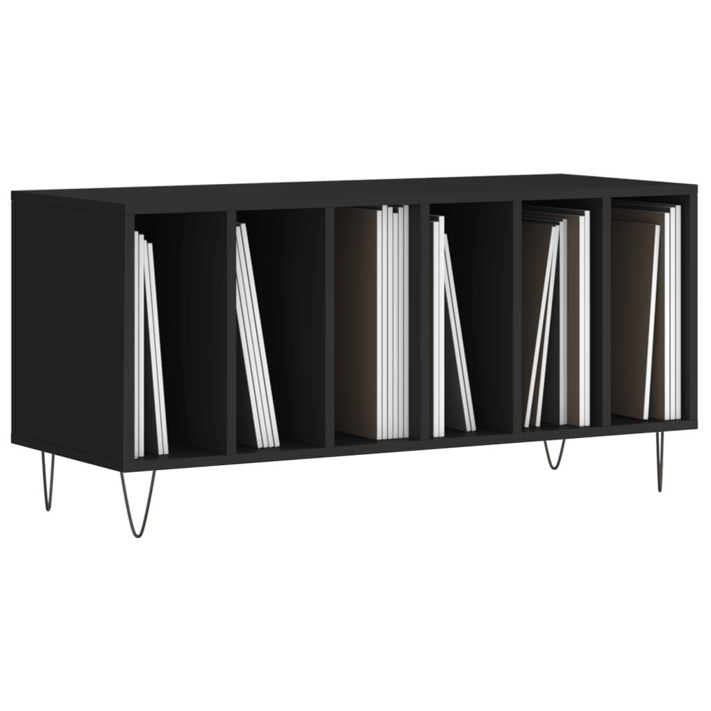 vidaXL Έπιπλο Δίσκων Μαύρο 100 x 38 x 48 εκ. από Επεξεργασμένο Ξύλο