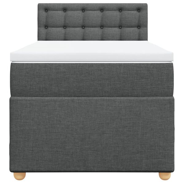 vidaXL Κρεβάτι Boxspring με Στρώμα Σκούρο Γκρι 90x200 εκ. Υφασμάτινο