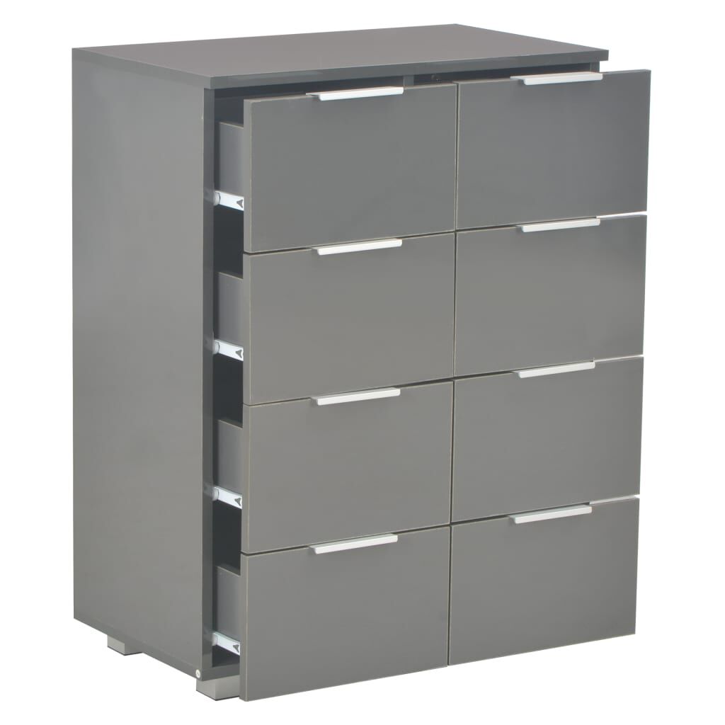 vidaXL Μπουφές Ψηλός Γυαλιστερός Γκρι 60x35x80 εκ. Επεξ. Ξύλο