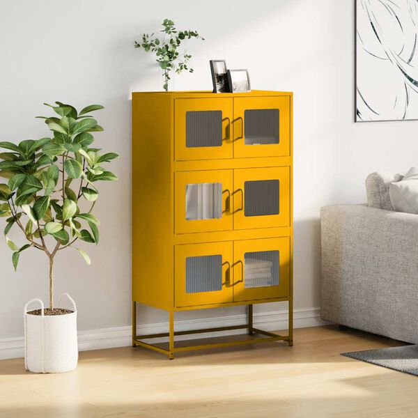 vidaXL Highboard &Mu;&omicron;&upsilon;&sigma;&tau;ά&rho;&delta;&alpha; &kappa;ί&tau;&rho;&iota;&nu;&eta; 68x39x123 cm &Chi;ά&lambda;&upsilon;&beta;&alpha;&sigmaf;