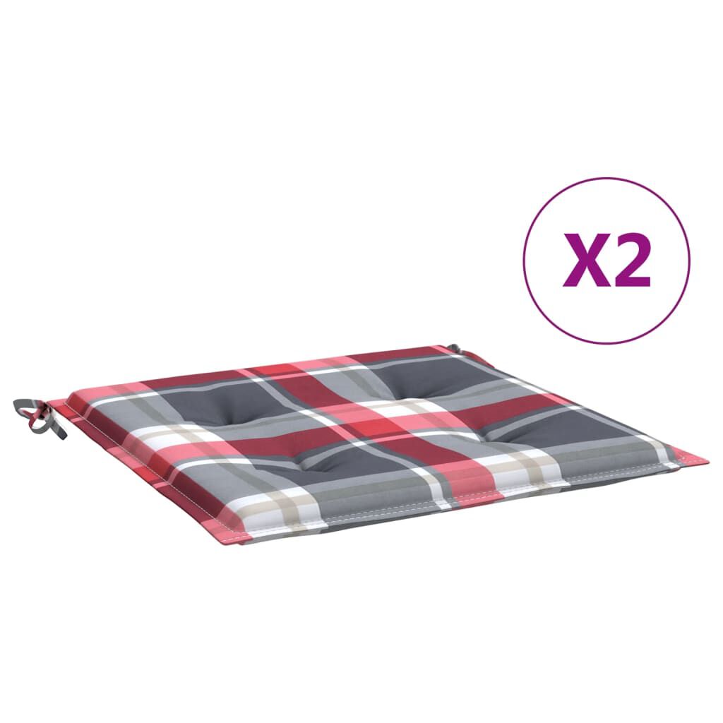 vidaXL Μαξιλάρια Καρέκλας 2τεμ Κόκκινο Καρό 40x40x3εκ. Ύφασμα Oxford