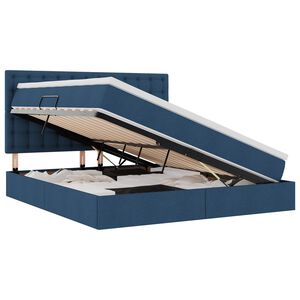 vidaXL Κρεβάτι Αποθήκης με στρώμα Μπλε 160 x 200 cm Τεχνητό Δέρμα
