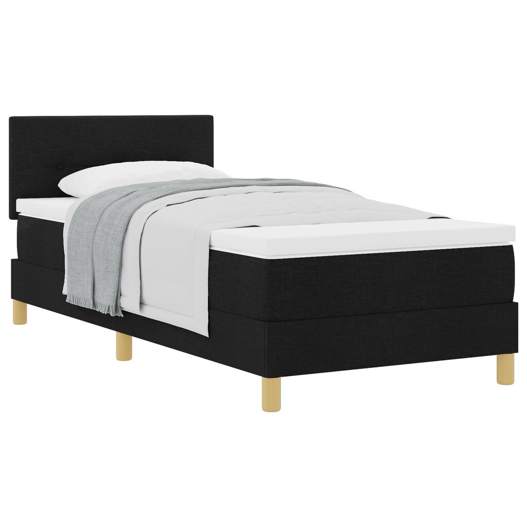 vidaXL Κρεβάτι με Σκελετό με Μαξιλάρι Μαύρο 90x200 cm Ύφασμα