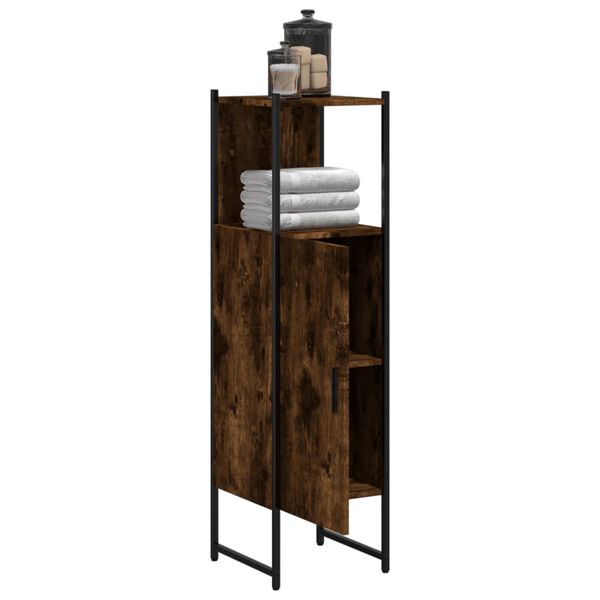 vidaXL Ντουλάπι Μπάνιου Καπνιστή Δρυς 33x33x120,5 εκ. Επεξεργ. Ξύλο