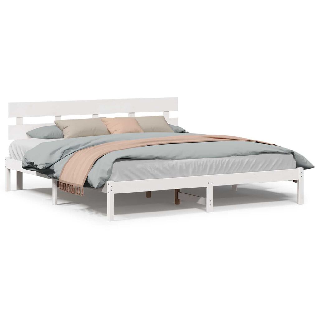vidaXL Σκελετός Κρεβατιού Λευκό 180 x 200 cm Μασίφ ξύλο πεύκου