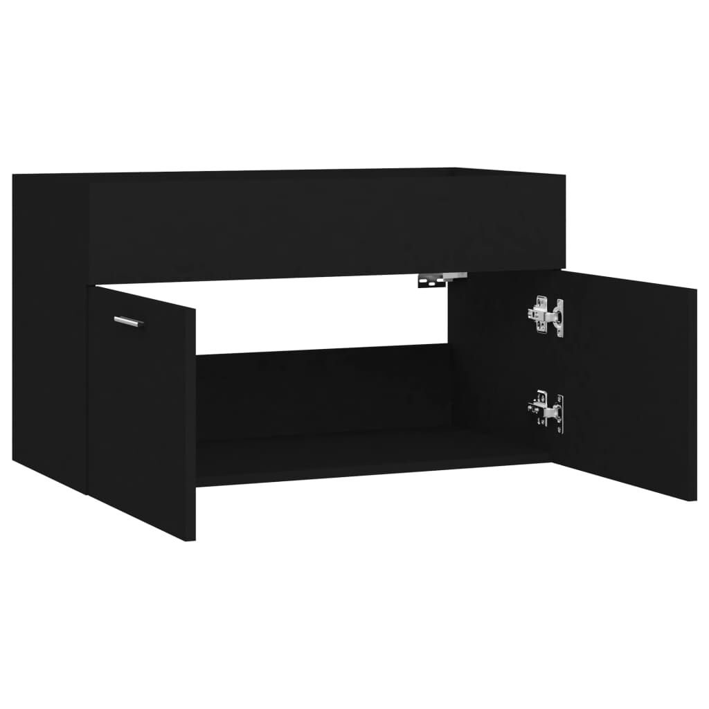 vidaXL Ντουλάπι Νιπτήρα Μαύρο 80 x 38,5 x 46 εκ. από Επεξ. Ξύλο