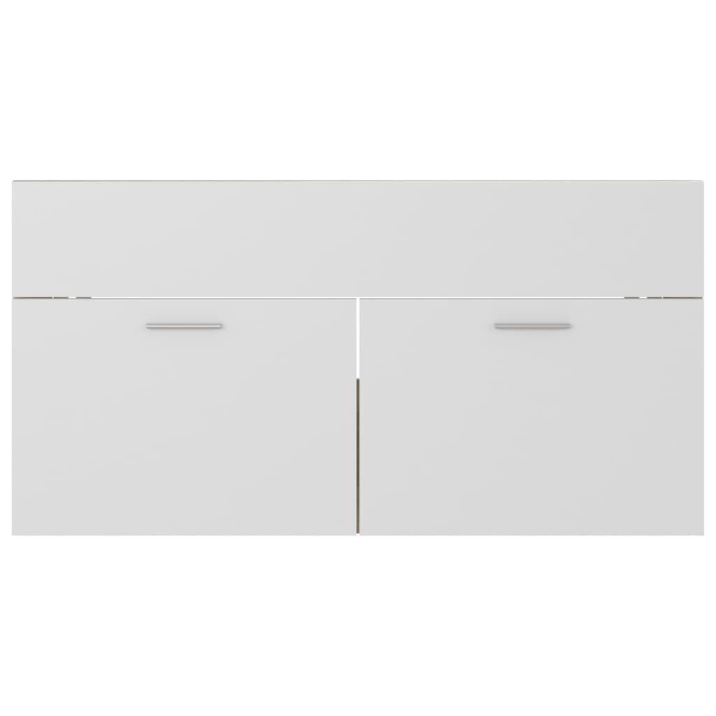 vidaXL Ντουλάπι Νιπτήρα Λευκό/Sonoma Δρυς 90x38,5x46εκ. από Επεξ. Ξύλο