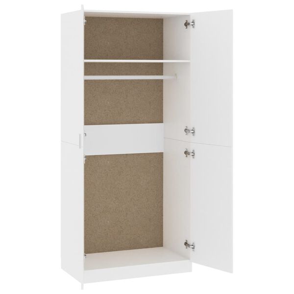 vidaXL Ντουλάπα Λευκή 90 x 52 x 200 εκ. από Επεξ. Ξύλο
