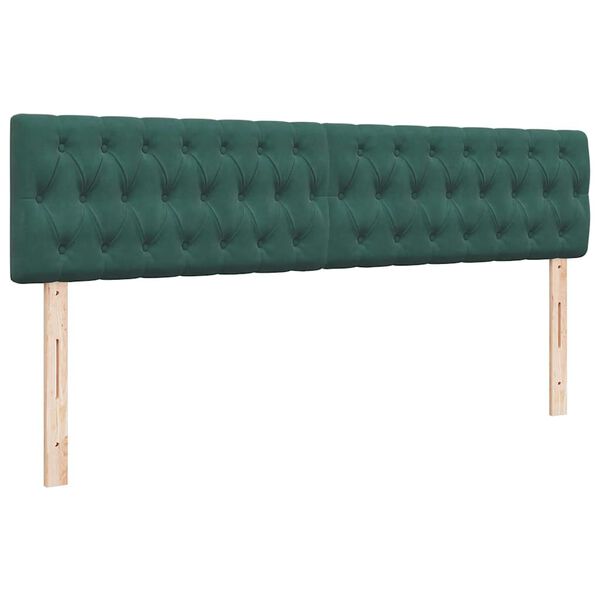 vidaXL Οθωμανικό κρεβάτι με στρώματα&LEDs Dark Green 180x200cm Velvet