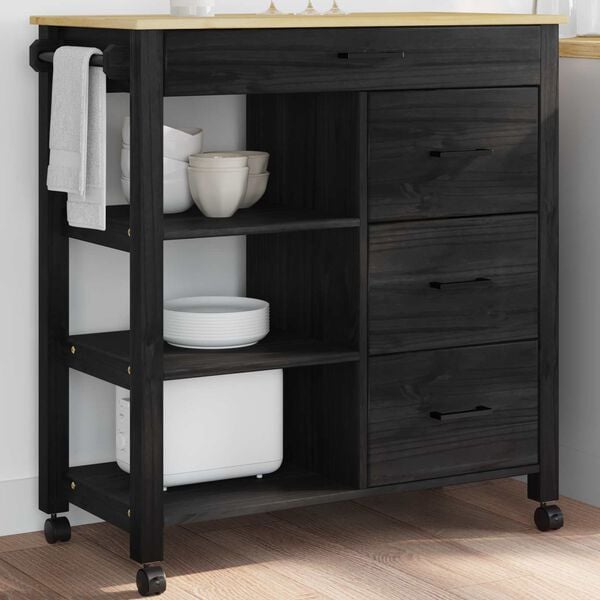 vidaXL Καρότσι Κουζίνας Μαύρο