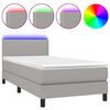 vidaXL Κρεβάτι Boxspring με Στρώμα & LED Αν.Γκρι 100x200 εκ Υφασμάτινο