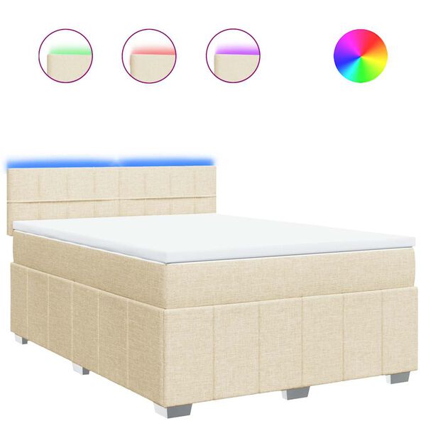 vidaXL &Kappa;&rho;&epsilon;&beta;ά&tau;&iota; Boxspring &mu;&epsilon; &Sigma;&tau;&rho;ώ&mu;&alpha; &Kappa;&rho;&epsilon;&mu; 140x190 &epsilon;&kappa;. &Upsilon;&phi;&alpha;&sigma;&mu;ά&tau;&iota;&nu;&omicron;