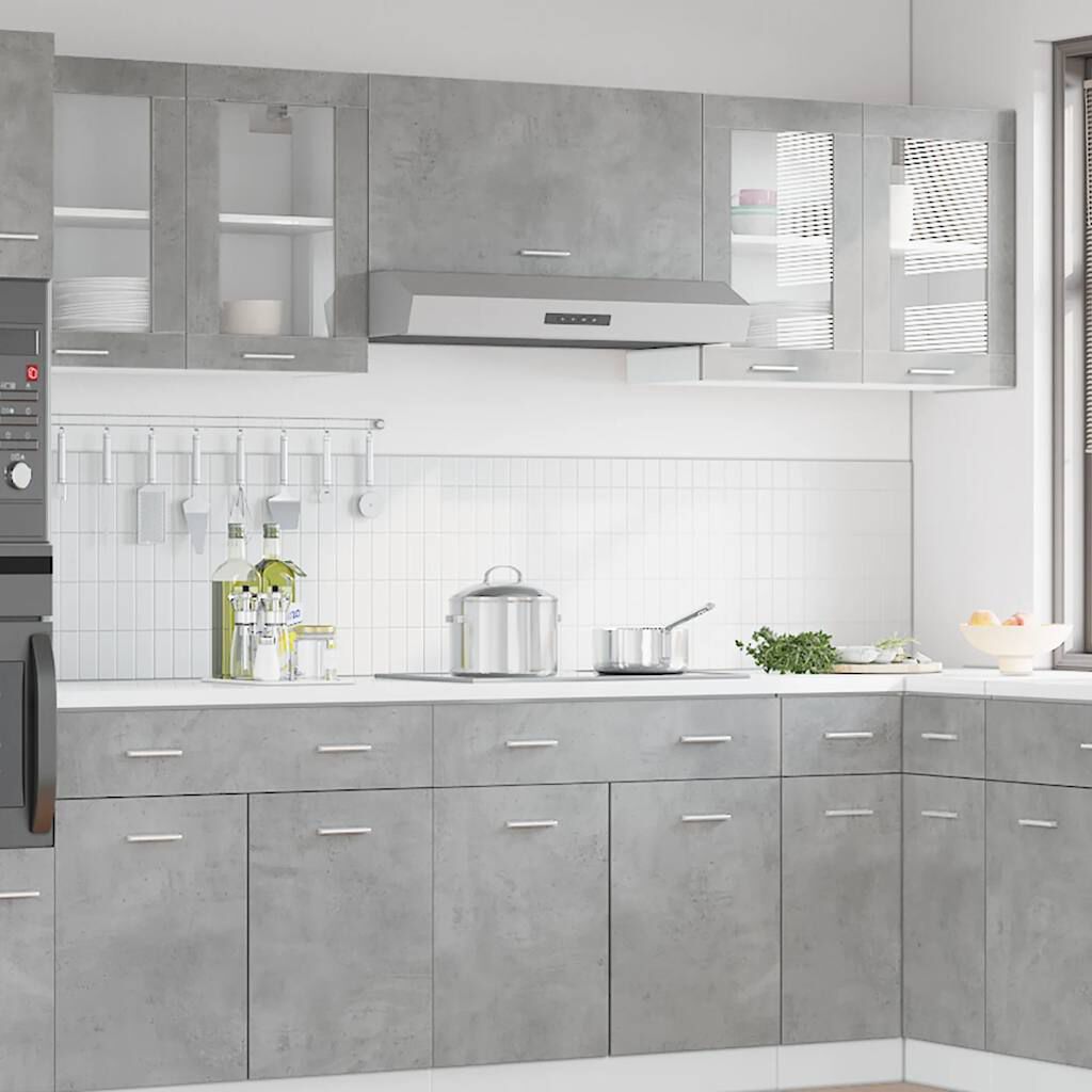 vidaXL κρεμαστό γυάλινο ντουλάπι Lyon μπετόν γκρι 80x31x60 cm
