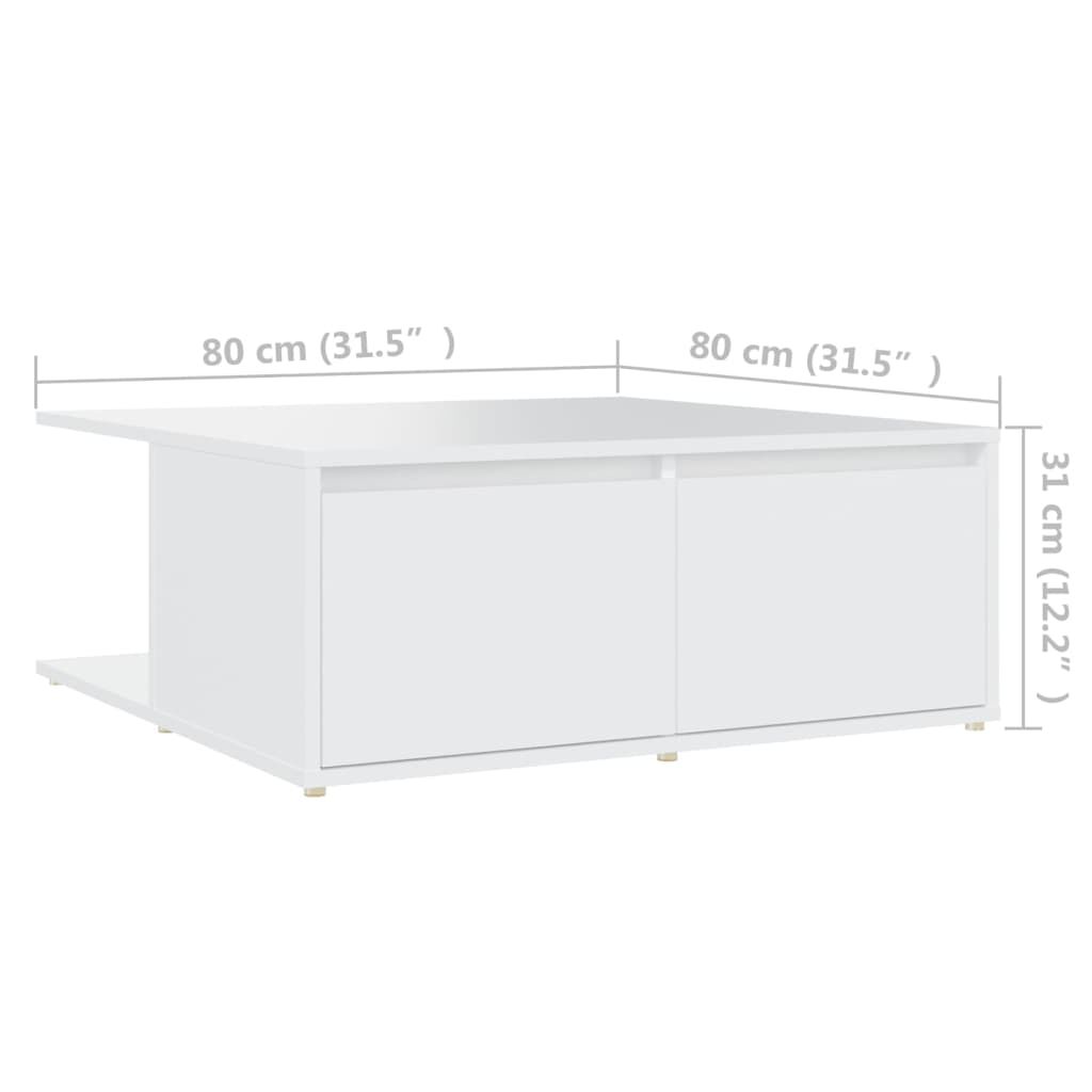 vidaXL Τραπεζάκι Σαλονιού Λευκό 80 x 80 x 31 εκ. από Επεξ. Ξύλο
