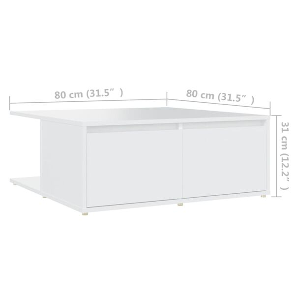 vidaXL Τραπεζάκι Σαλονιού Λευκό 80 x 80 x 31 εκ. από Επεξ. Ξύλο