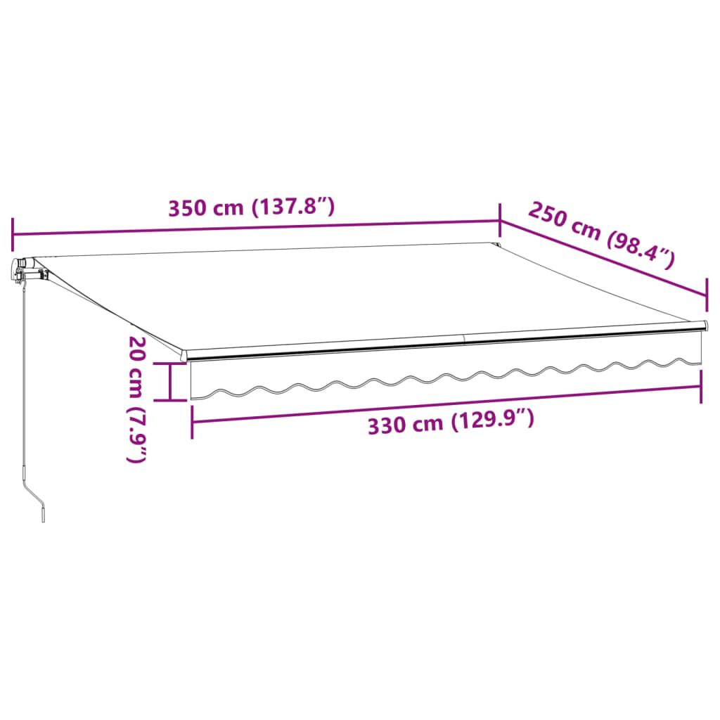 vidaXL Τέντα Πτυσσόμενη Χειροκίνητη με LED Καφέ 350x250 εκ.