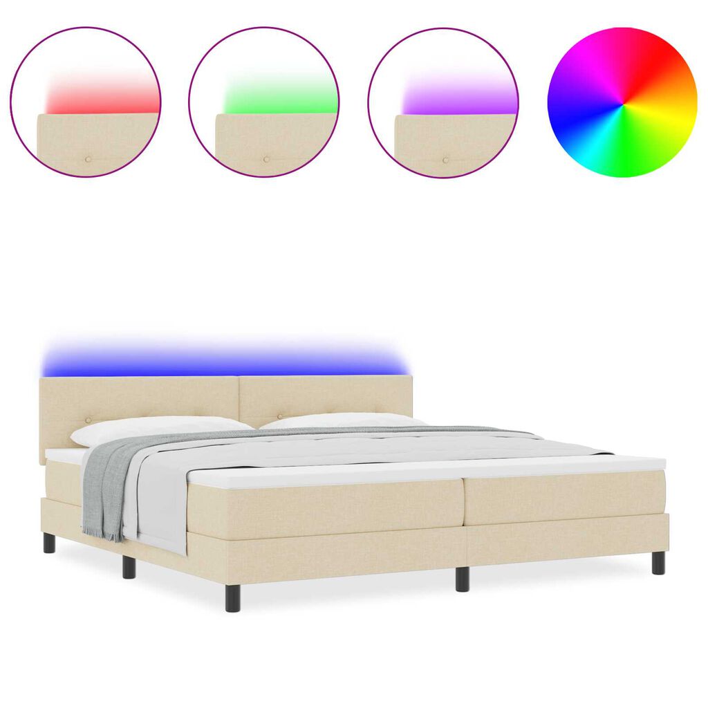 vidaXL Κρεβάτι με Στρώμα & LED Κεραμιδί 200x200 εκ. Υφασμάτινο