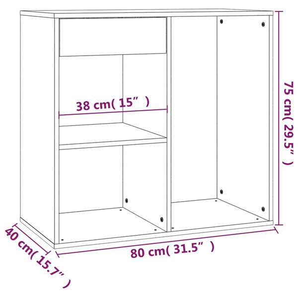 vidaXL Ντουλάπι Καλλυντικών Μαύρο 80 x 40 x 75 εκ. Επεξεργασμένο ξύλο